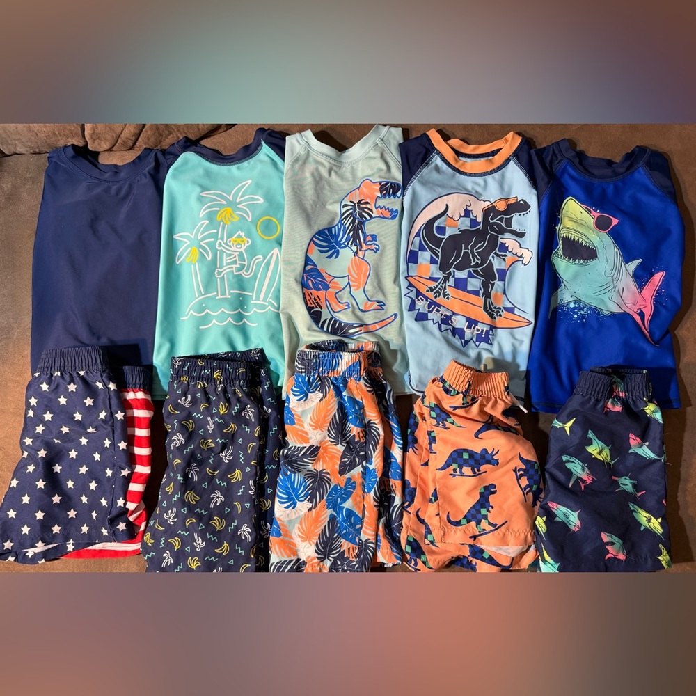 Jumping Beans Long Sleeve Rashguard & Swim Trunks sets- lot of 5